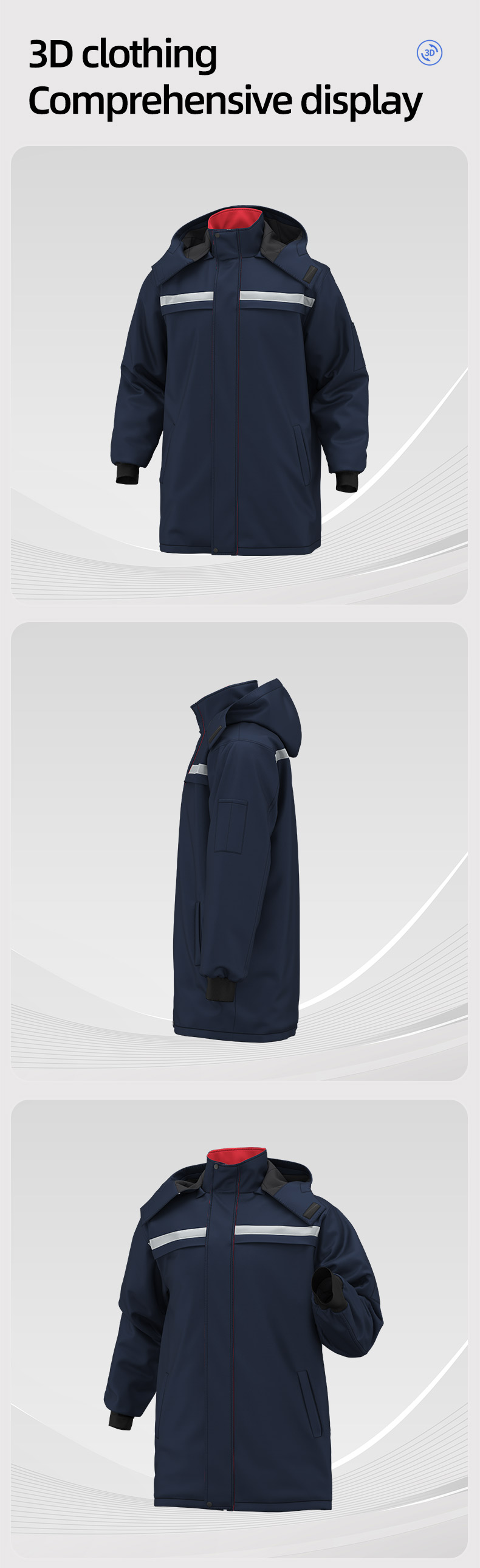 High Visibility One-piece Mid-Length Cotton Jacket