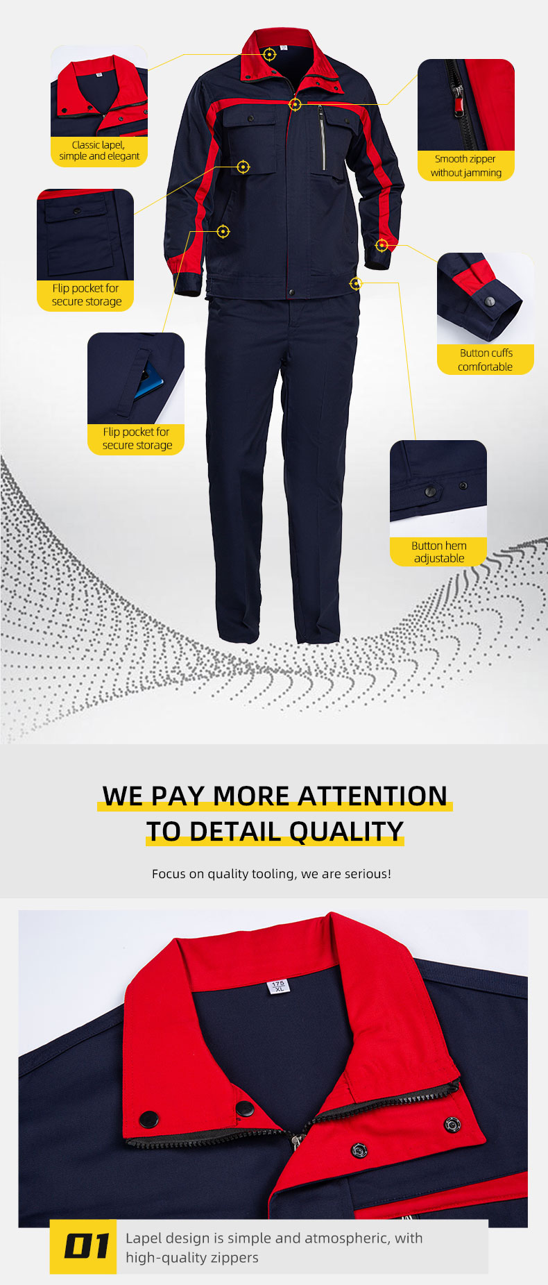 Spring and autumn wear-resistant cotton work clothes suit