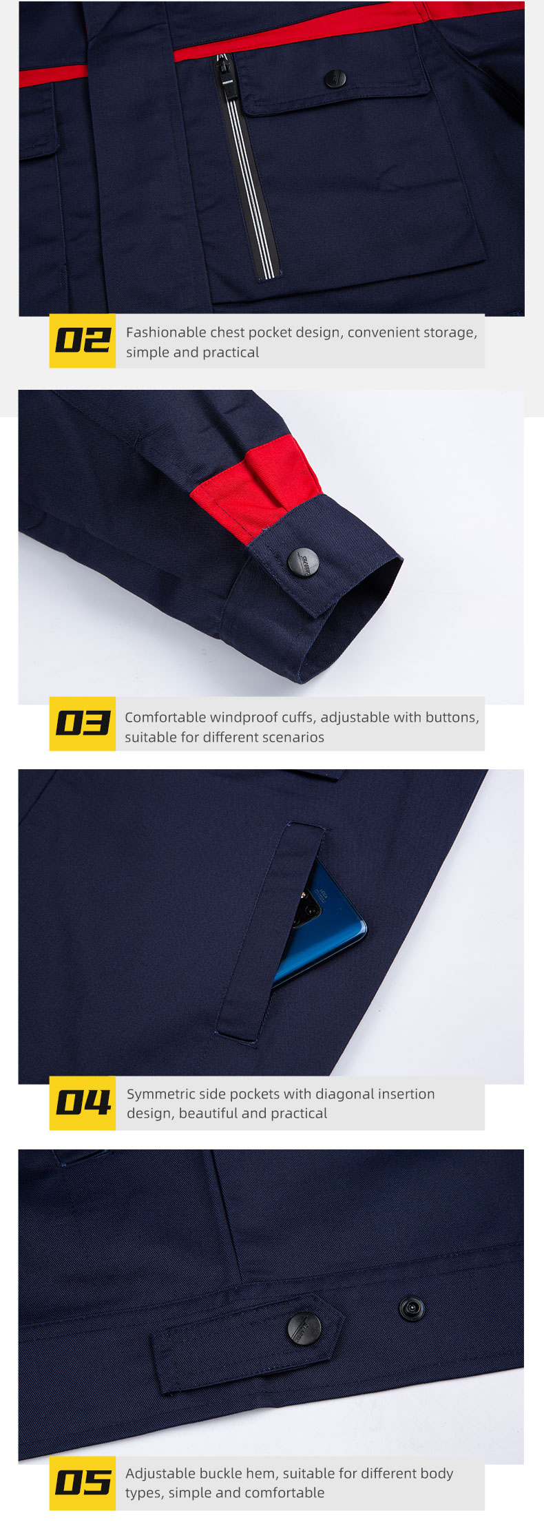 Spring and autumn wear-resistant cotton work clothes suit