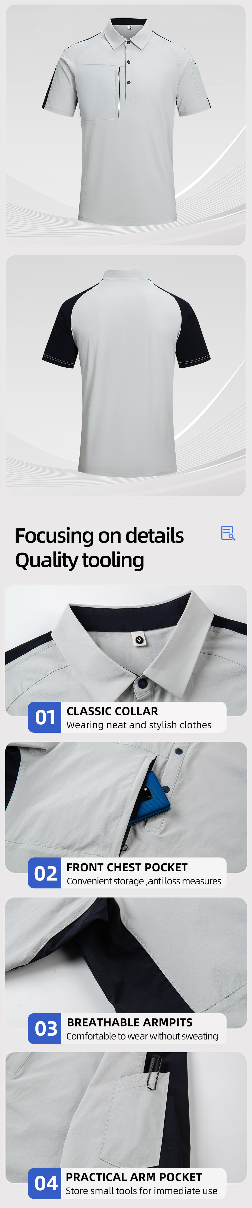 Quick-drying moisture-wicking workwear T-shirt NS-M080_02
