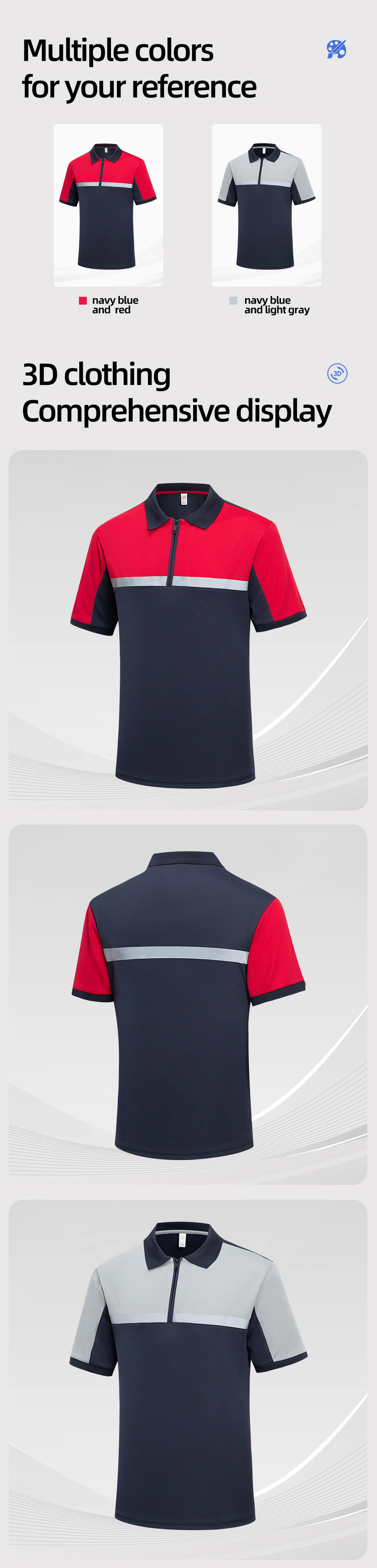 high visibility zipper quick dry workwear t shirt YJ-1101TF