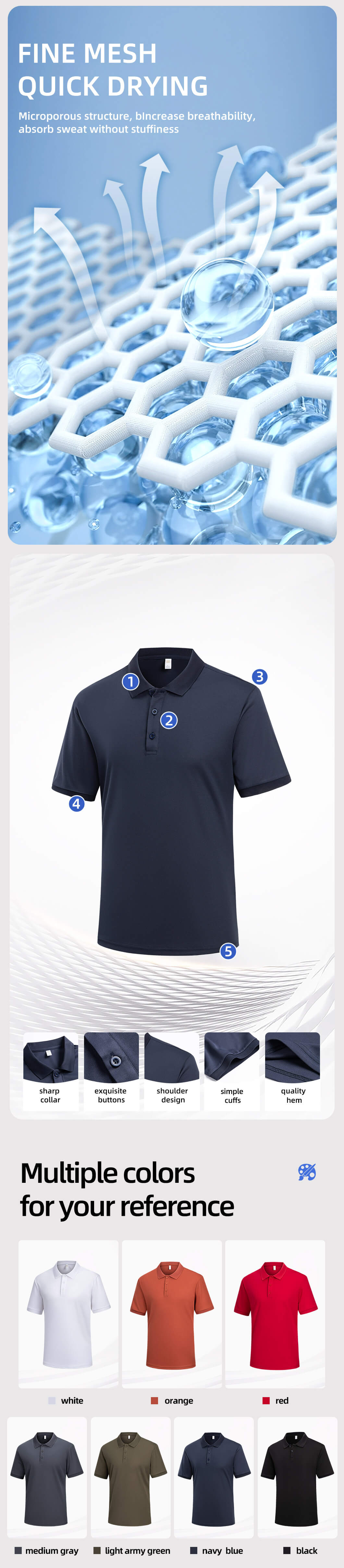 Breathable quick-drying solid color work T-shirt YJ-1103T