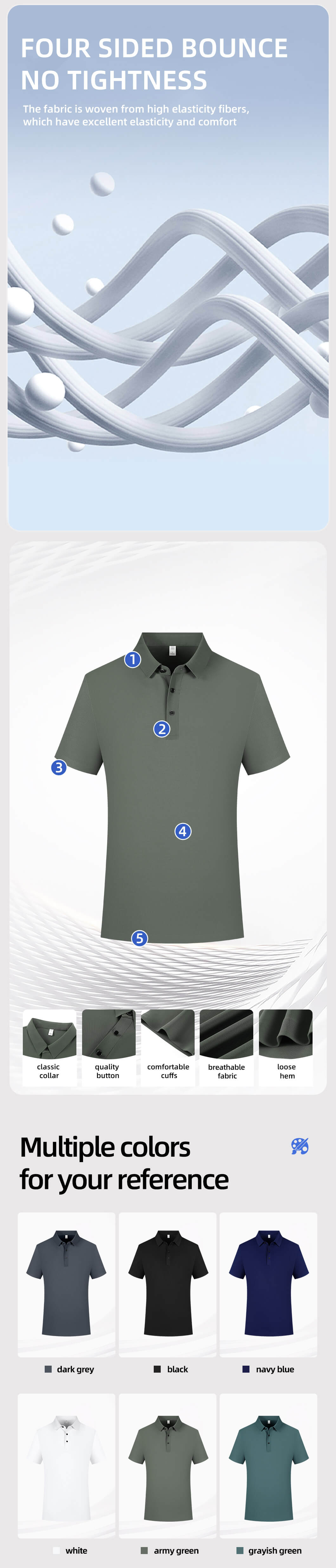 Seamless high-elastic workwear POLO shirt YJ-1168T