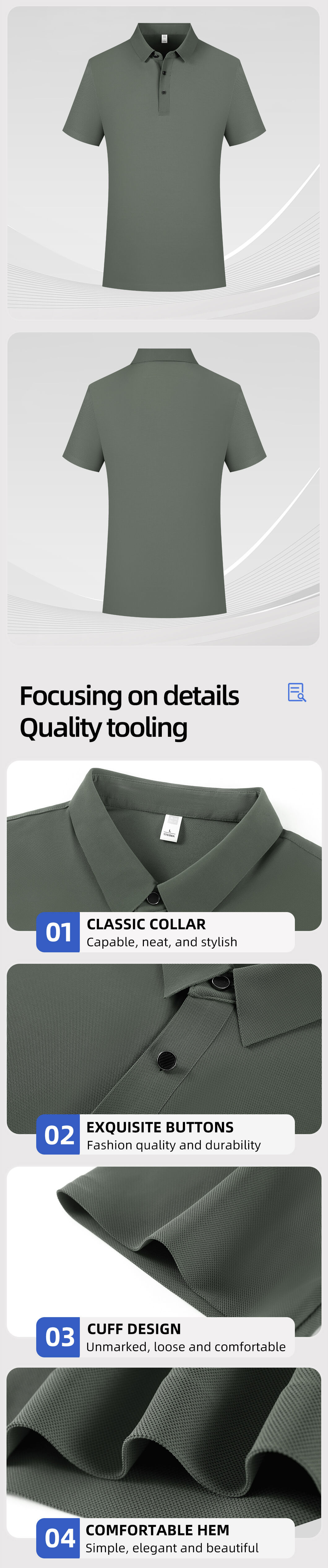 Seamless high-elastic workwear POLO shirt YJ-1168T
