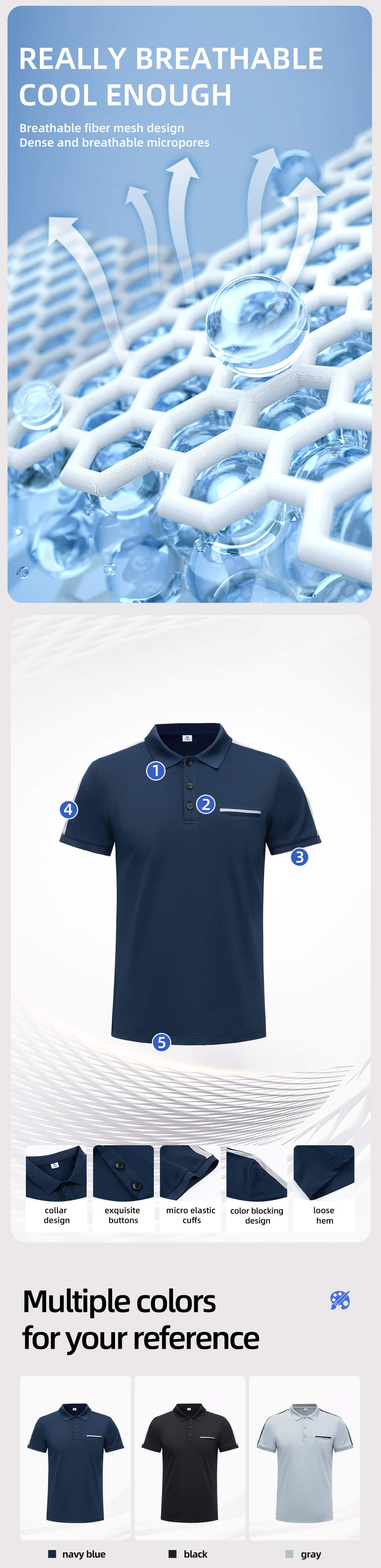 Stand collar quick-drying work T-shirt YJ-1189T