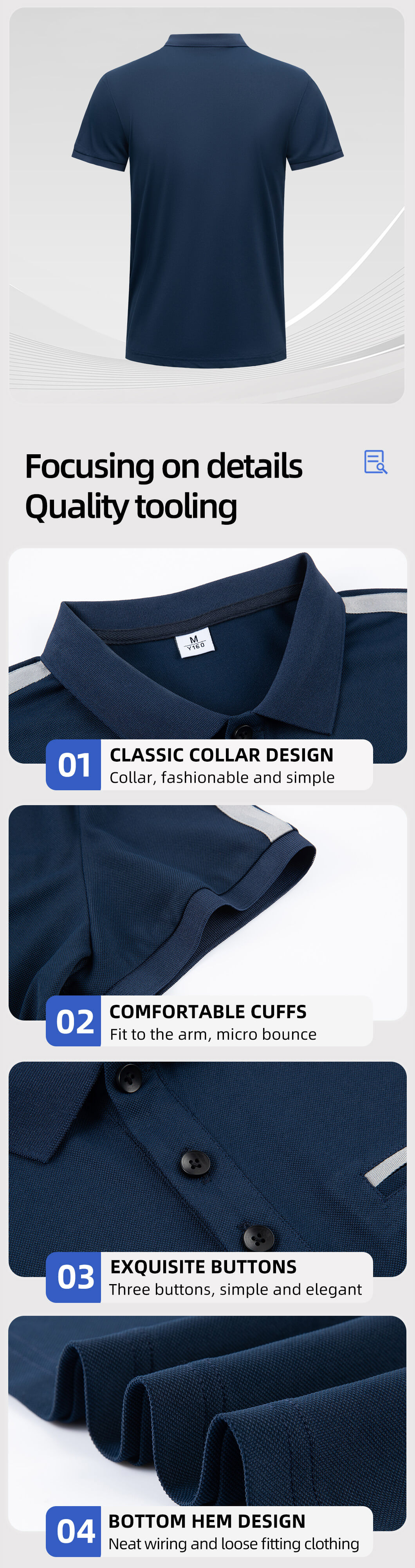 Stand collar quick-drying work T-shirt YJ-1189T