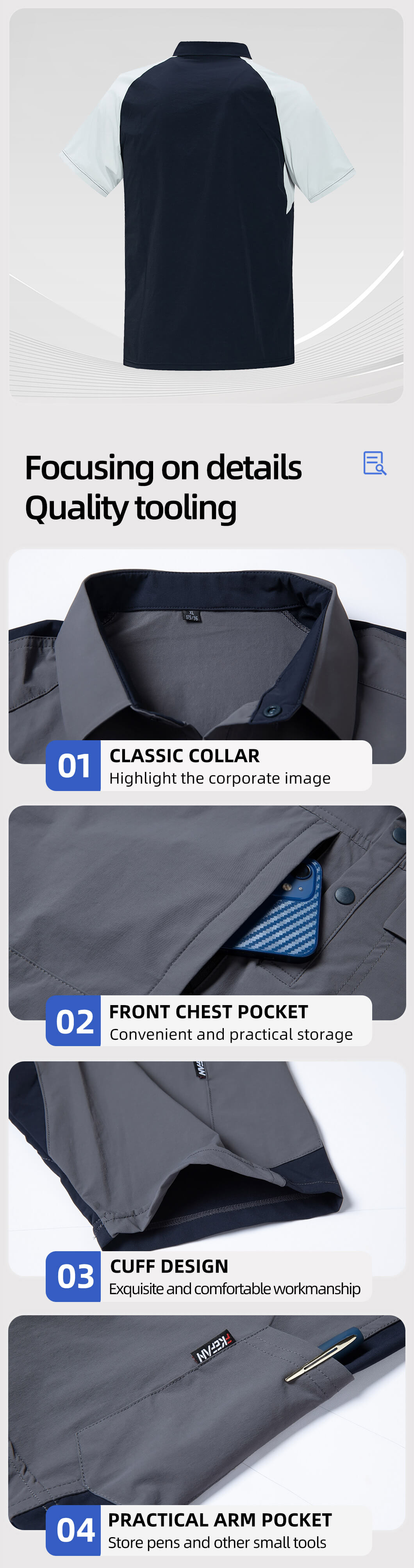 Quick-drying short-sleeved Uniform Work T-shirt Suit YJ-1190T