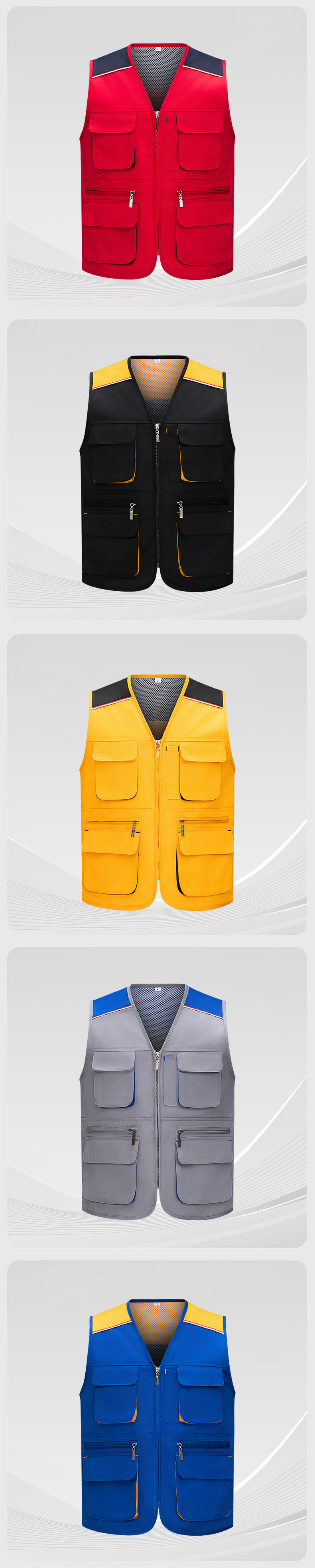 YJ-9005 Colorblock Mesh Work Vest