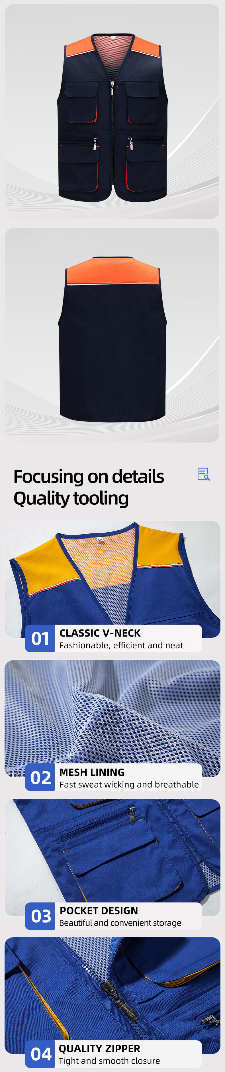 YJ-9005 Colorblock Mesh Work Vest