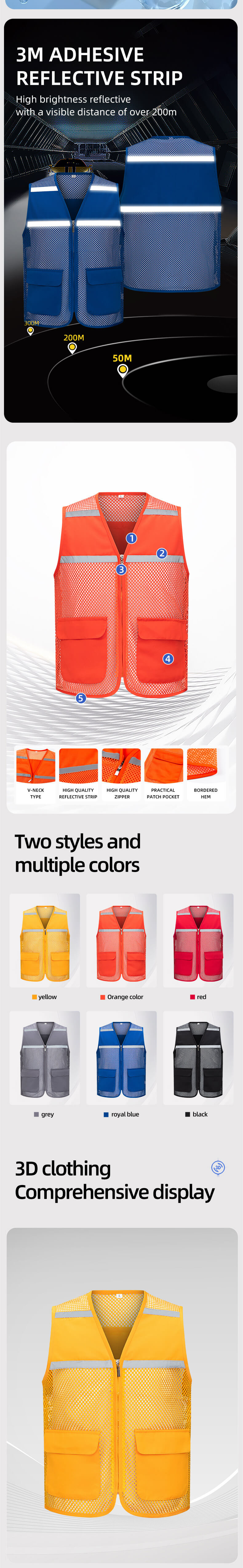 YJ-9008 High Visibility Reflective Mesh Work Vest