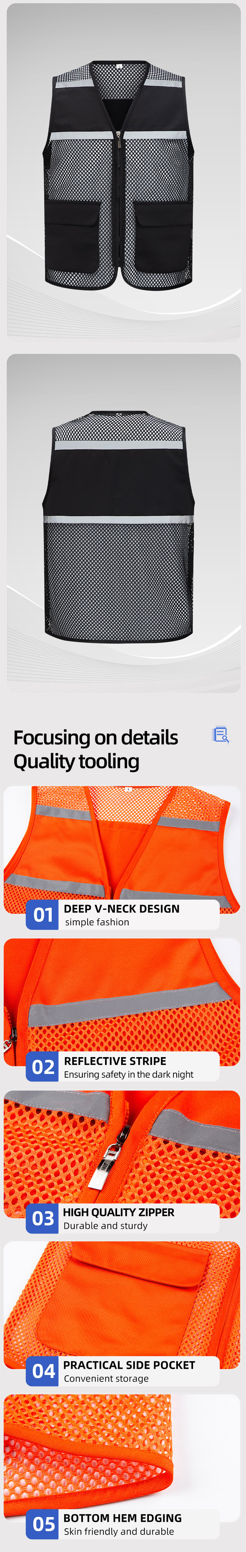 YJ-9008 High Visibility Reflective Mesh Work Vest