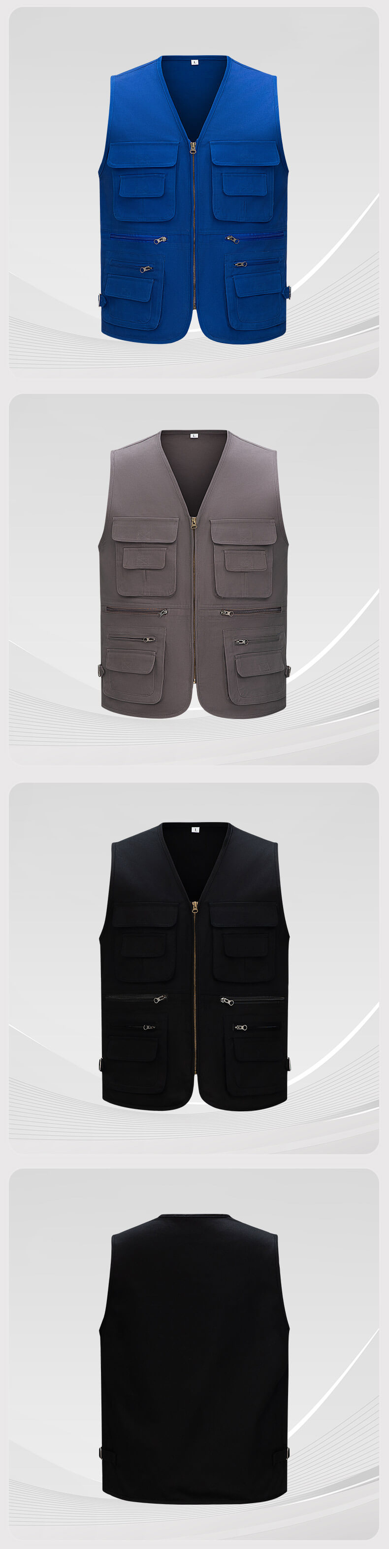 YJ-9010 Cotton Copper Zipper Work Vest