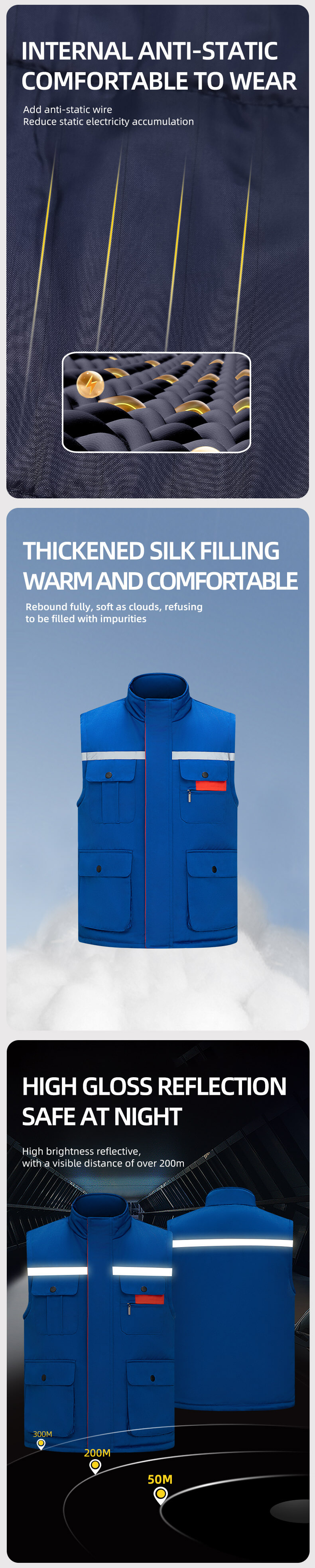 YJ-9901 Stand Collar Thickened Warm Cotton Vest