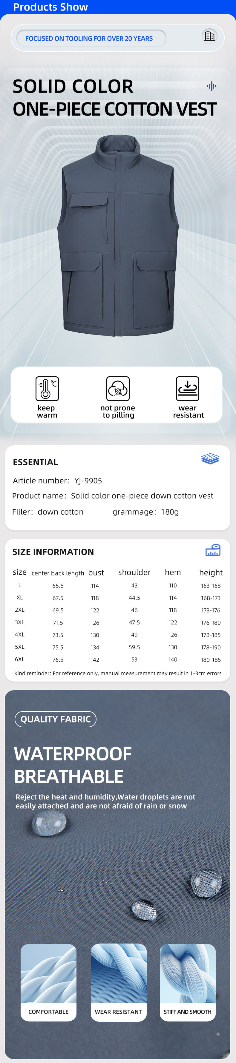 YJ-9905 winter work vest