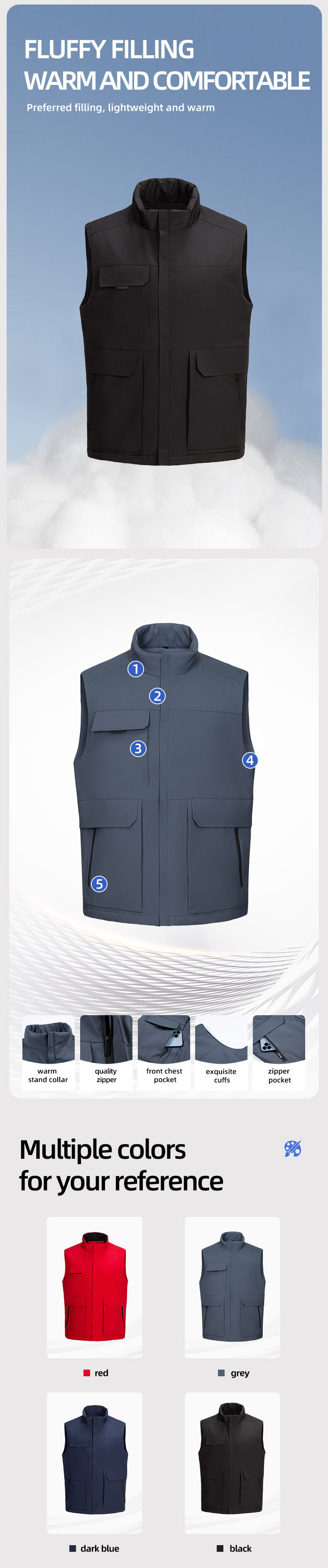 Winter waterproof down work vest YJ-9905
