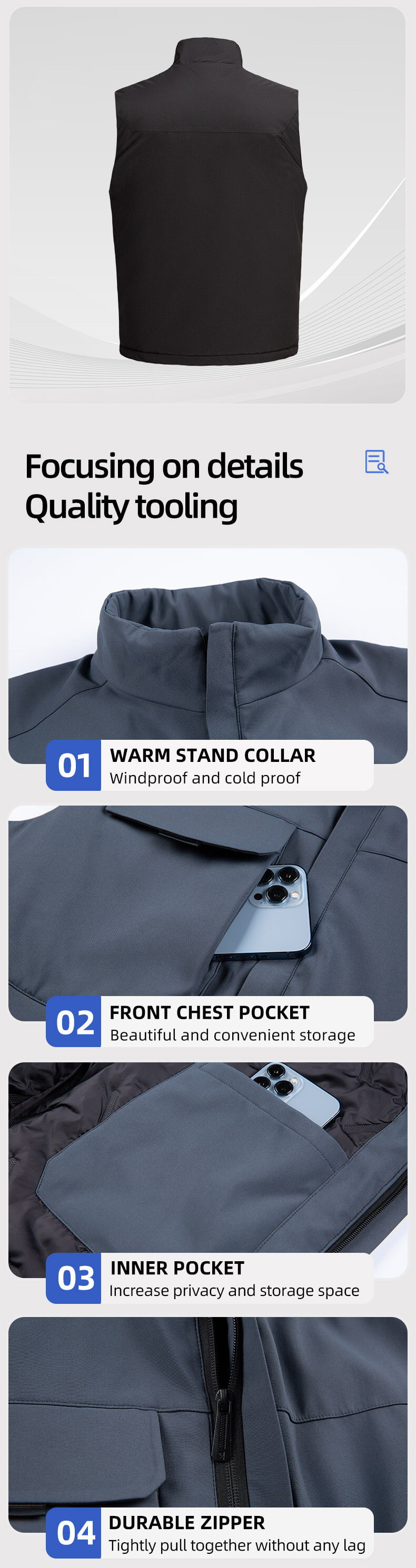 Winter waterproof down work vest YJ-9905