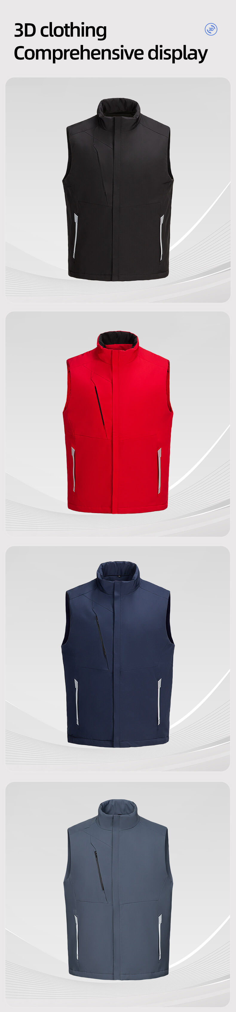 A solid color one-piece down cotton vest with a pocket