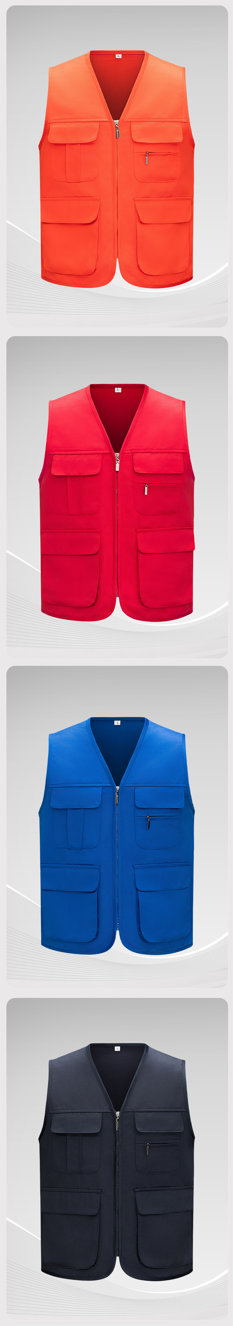YJ-9001 Solid color zipper pocket work vest