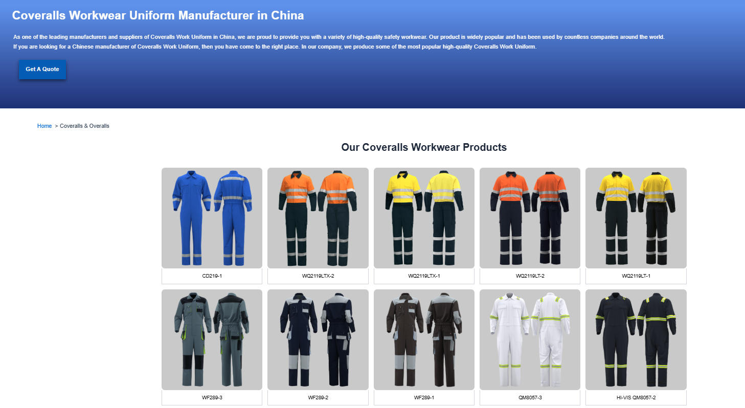 Coveralls Workwear Uniform Manufacturer in China