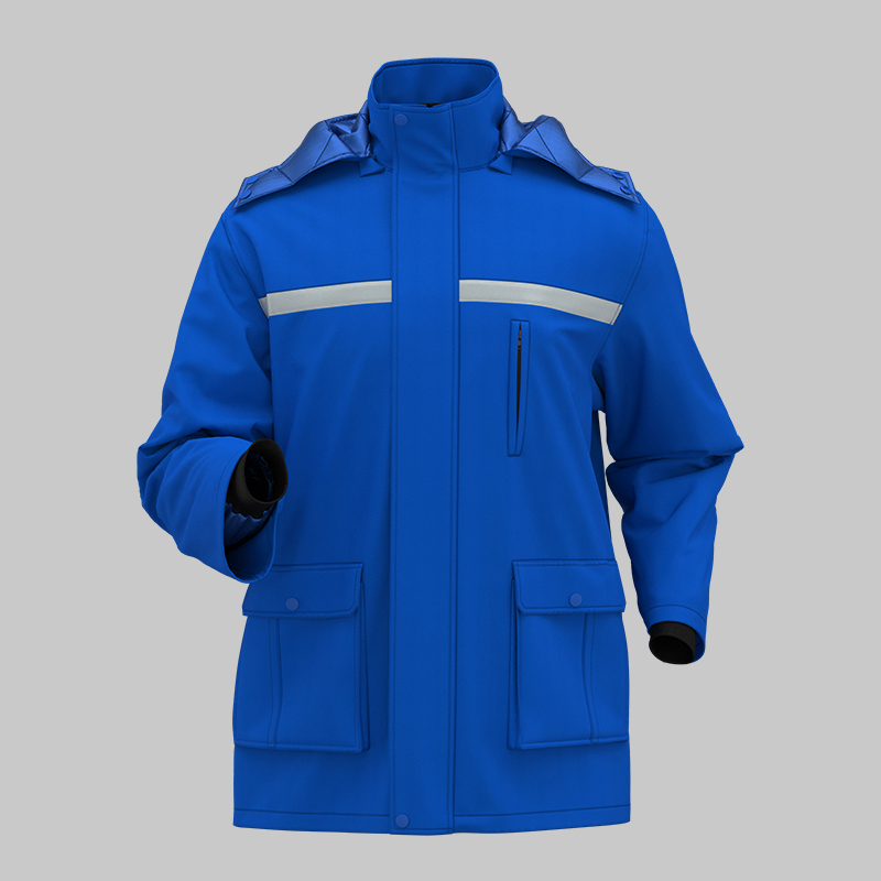 detachable wide high visibility mid length winter work jacket