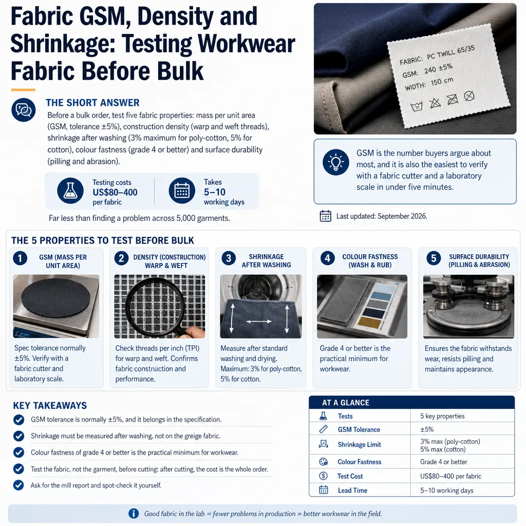 fabric gsm density shrinkage