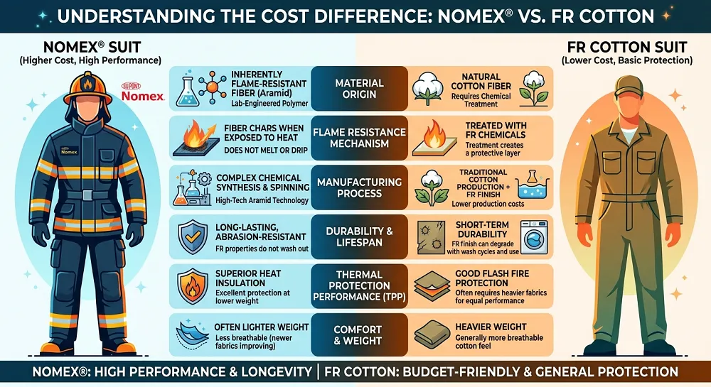nomex suit more expensive than the fr cotton one
