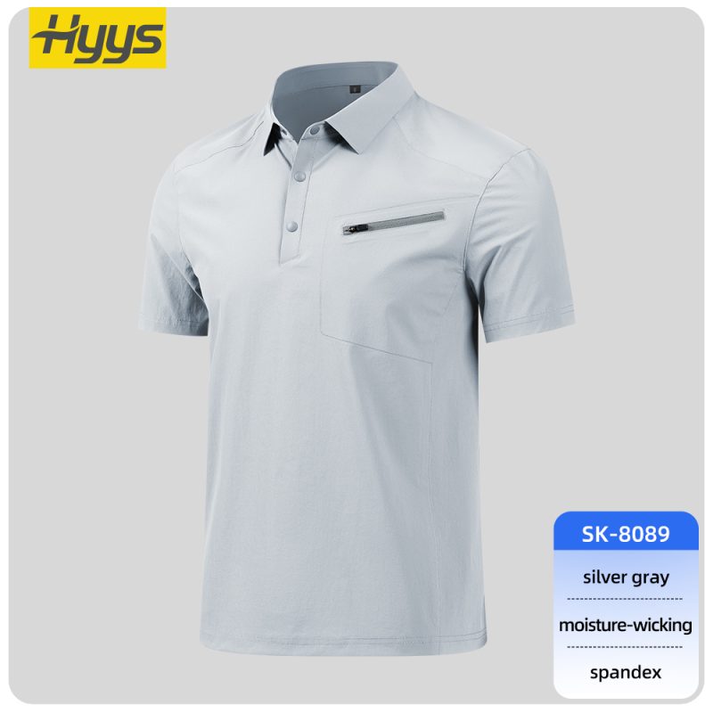 high quality laminated ykk work t shirt SKU_SK-8089 Silver-gray