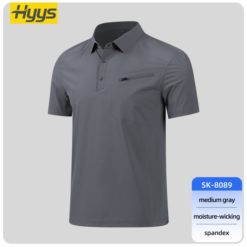 high quality laminated ykk work t shirt SKU_SK-8089_gray