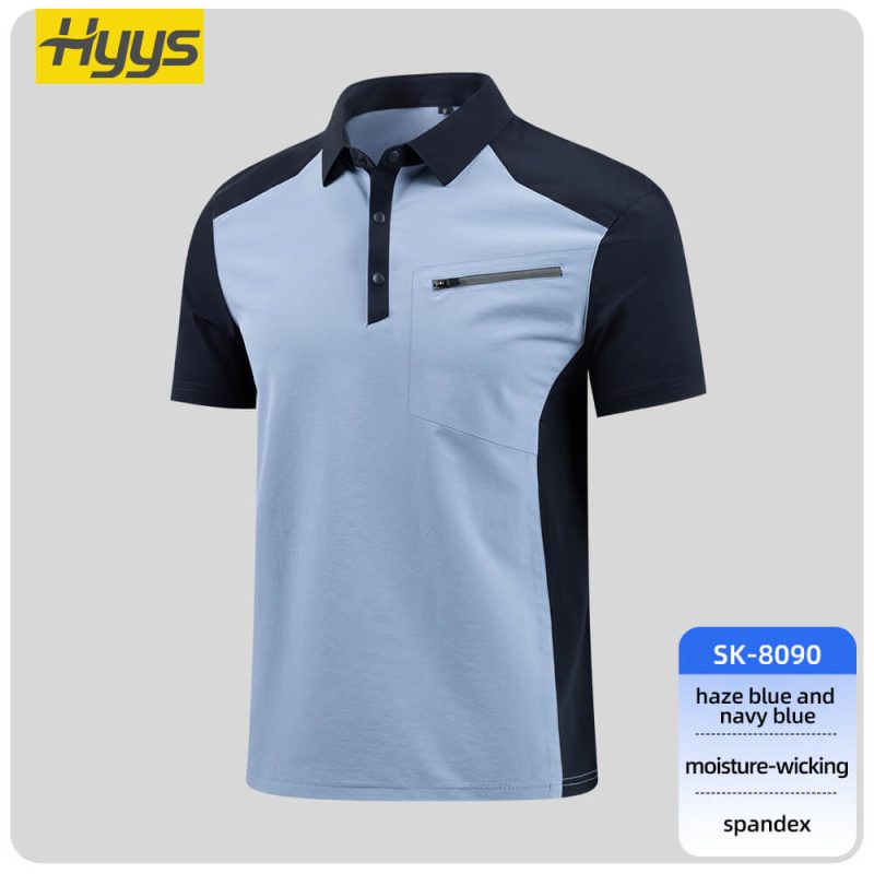 High-end quick-drying workwear T-shirt SKU_SK-8090 Haze-blue-navy-blue