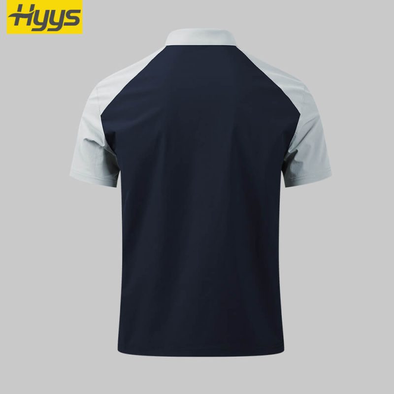 High-end quick-drying workwear T-shirt SKU_SK-8090 Navy-blue-silver-gray-back