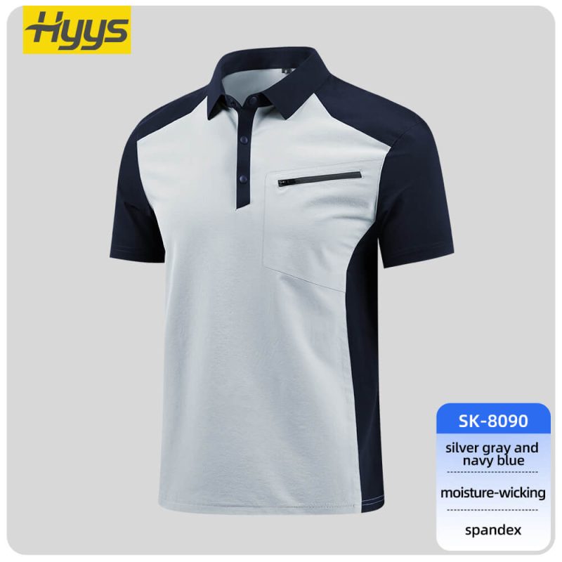High-end quick-drying workwear T-shirt SKU_SK-8090 Silver-gray-navy-blue