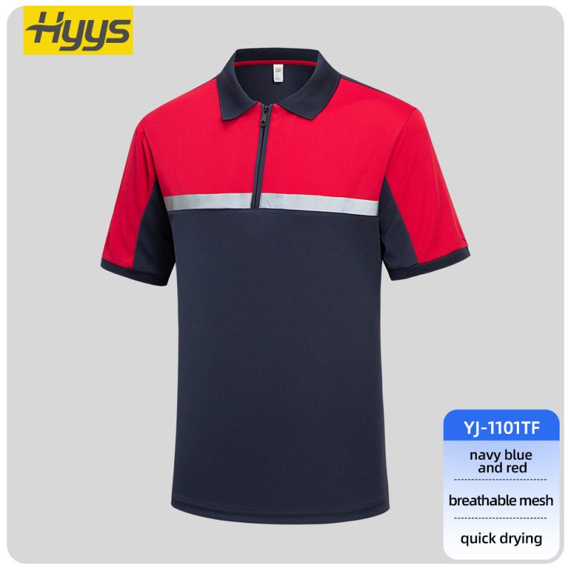 high visibility zipper quick dry workwear t shirt YJ-1101TF red