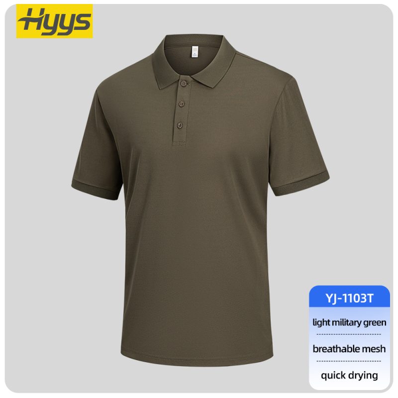 SKU_YJ-1103T_Light-military-green breathable quick drying solid color work t shirt