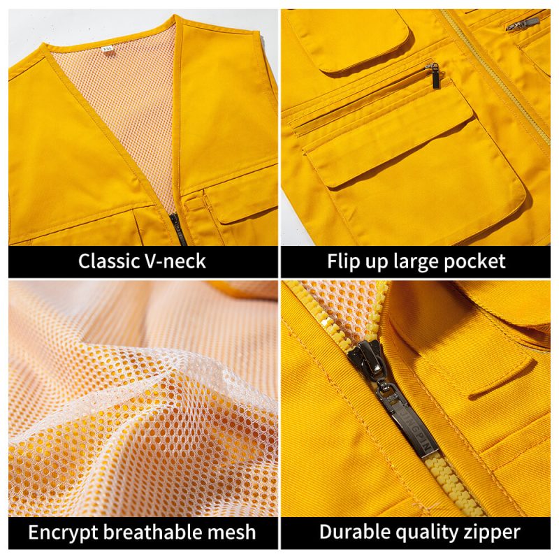 Solid Color Zipper Mesh Work Vest YJ-9006