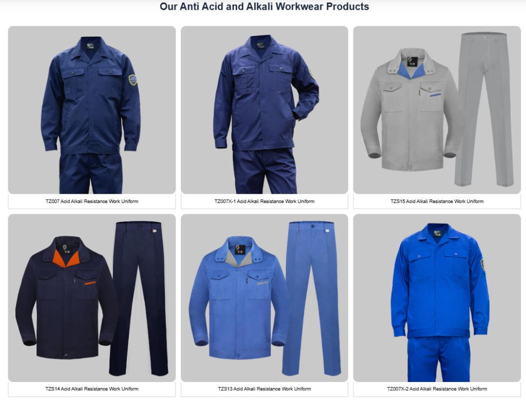 acid alkali resistance work uniform