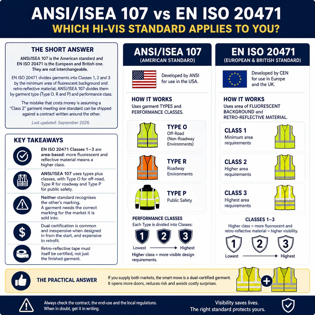 ANSI/ISEA 107 vs EN ISO 20471: Which Applies to You?