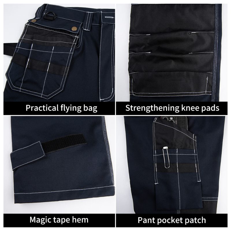 cotton multi pocket knee pad work pants