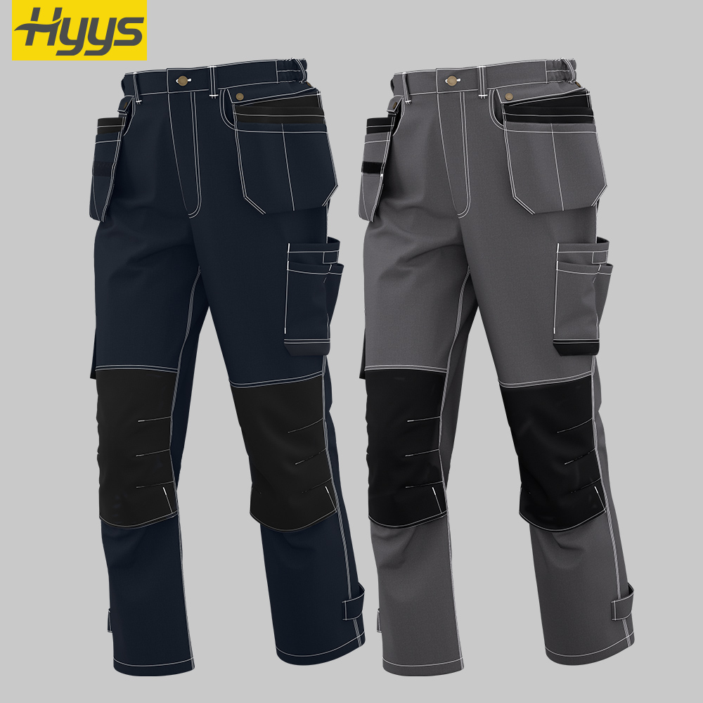 cotton multi pocket knee pad work pants
