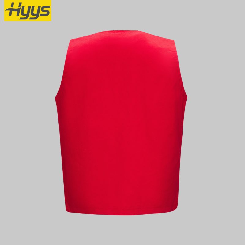 Concealed button solid color mesh work vest - Image 8