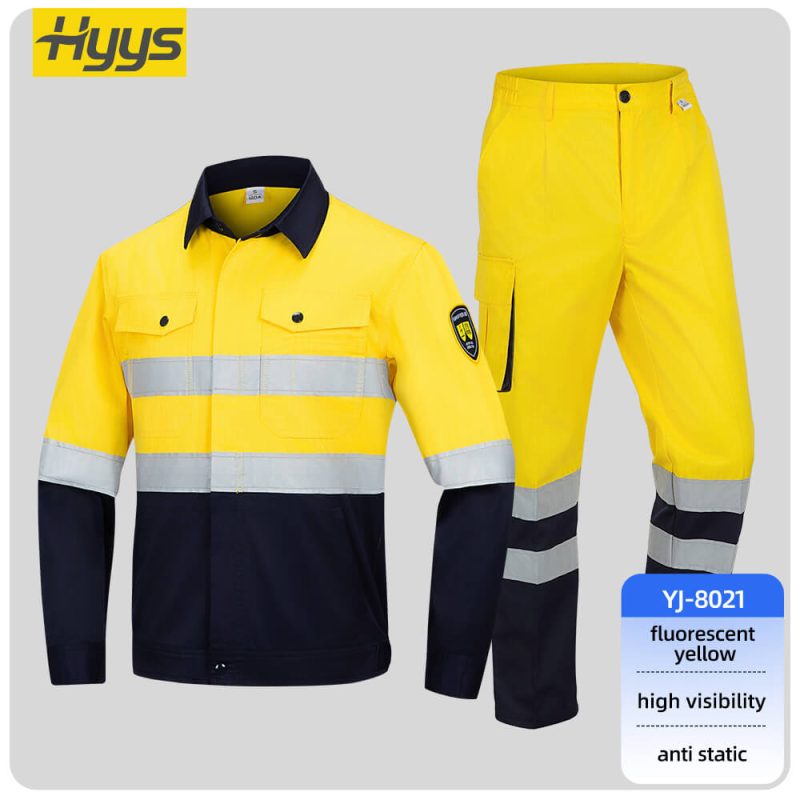 yj-8021-yellow-anti-static-high-visibility-work-clothes-suit